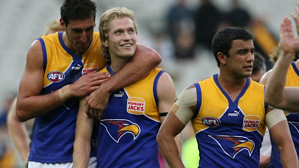 Adam Selwood with West Coast teammate Dean Cox in 2007.