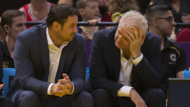 Can't look: Andrew Gaze on the bench as the Kings are dismantled by Perth at home.