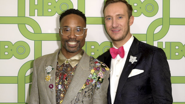 Billy Porter and Adam Smith at the Golden Globes afterparty.