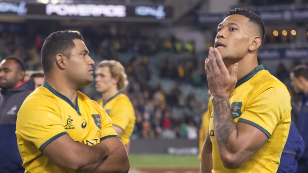 Frustration: The Wallabies react to their defeat to Ireland earlier this year.