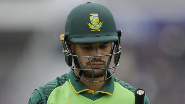 South Africa's Aiden Markram dismissed before rain washed out the clash with the West Indies.