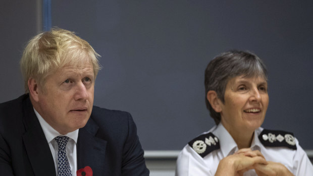 Britain’s Prime Minister Boris Johnson and Police Commissioner Cressida Dick in 2019. 