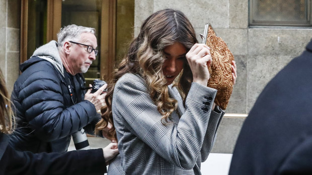 Lauren Marie Young departs a Manhattan courthouse after testifying in the rape trial of Harvey Weinstein.
