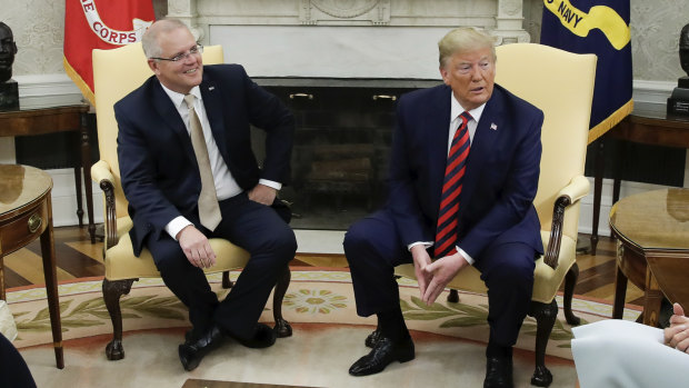 Scott Morrison and Donald Trump in the Oval Office.