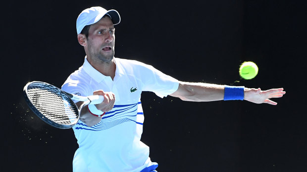 A dominant fourth set saw Novak Djokovic through to the next round.