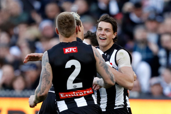 Patrick Lipinski celebrates a goal.