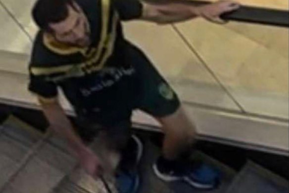 Joel Cauchi wields a knife during his murderous rampage at Westfield Bondi Junction in April 2024. 