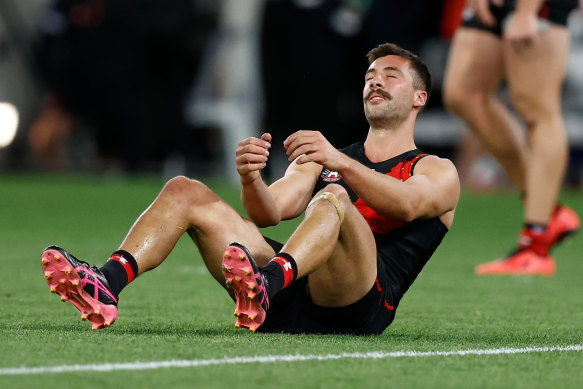 Kyle Langford after the final siren, when Essendon and Collingwood couldn’t be split.