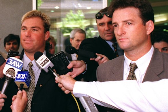 Australian cricketers Shane Warne and Mark Waugh were fined over their involvement in a betting rort in 1999. 