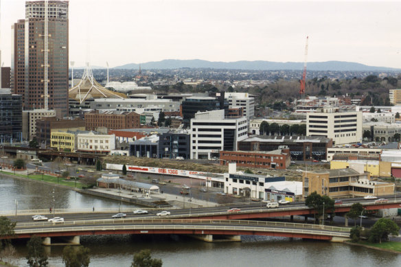 ‘Nasty’: a view of Southbank and Kings Way in 1993 before the casino was built.