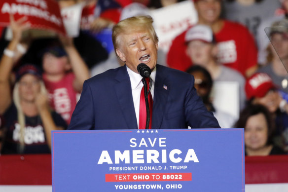 Former president Donald Trump at a campaign rally in Youngstown, Ohio, in September. 
