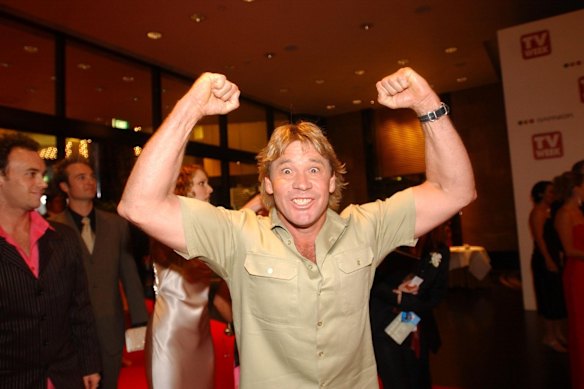 Steve Irwin on the red carpet at the 2004 Logies at Crown Towers in Melbourne.