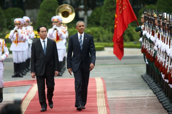 Then US president Barack Obama and then Vietnamese president Tran Dai Quang during the former’s visit to Vietnam in 2016.