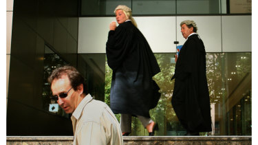 Nicola Gobbo enters court with Con Heliotis, QC in 2006.