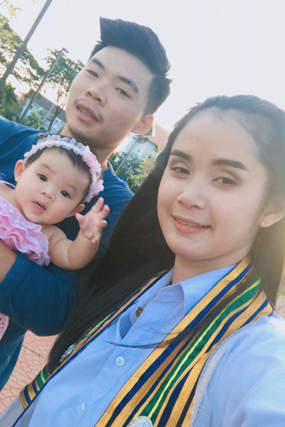 Anucha, Wanida Ma-asa and their daughter Rinlada, who is now 7. 