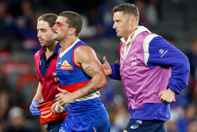 Tom Liberatore was ruled out of the game with concussion in the dying minutes of the match against Hawthorn.