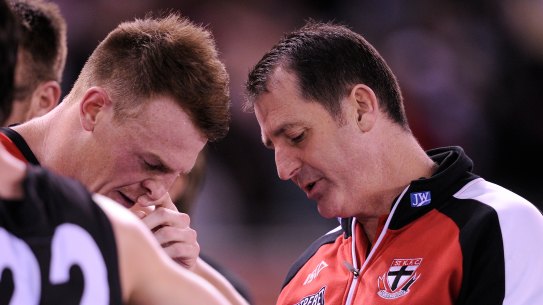 Days gone by: Ross Lyon and Brendon Goddard in their time together at St Kilda.