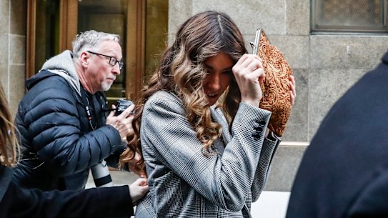 Lauren Marie Young departs a Manhattan courthouse after testifying in the rape trial of Harvey Weinstein on Frebuary 5.