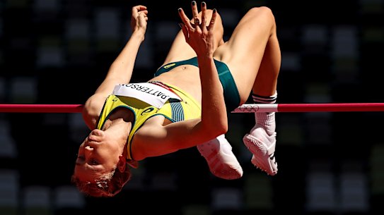 Eleanor Patterson on her way to qualifying for the high jump final in Tokyo.