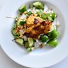 Satay chicken with cucumber salad and coconut rice is easy yet impressive.