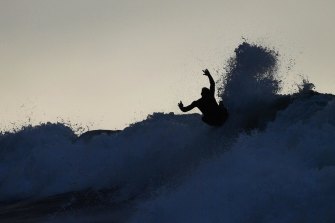 Early morning training session at Bells beach, Rip Curl Pro. 11th April 2017. The Age Fairfaxmedia News Picture by JOE ARMAO