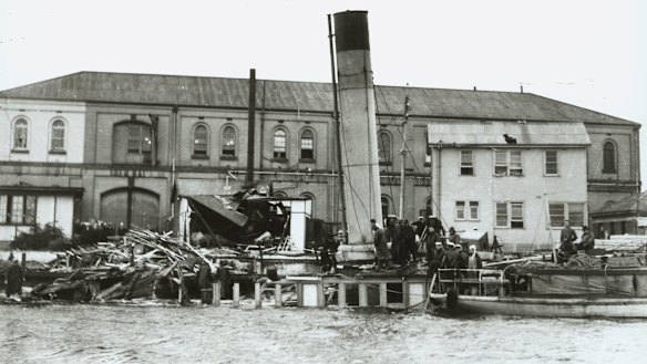 The Navy depot ship and former ferry Kuttabul, sunk by Japanese midget submarines in Sydney Harbour on the night of May 31, 1942, killing 19 RAN personnel.