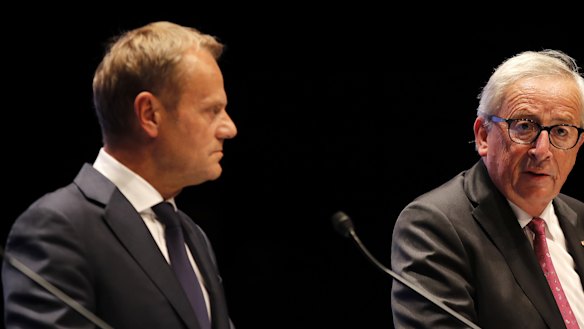 Donald Tusk, president of the European Union (left), said the Chequers plan will not work.