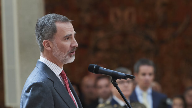 King Felipe VI of Spain at the Congress during the Kings first speech