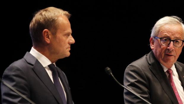 Donald Tusk, president of the European Union (left), said the Chequers plan will not work.