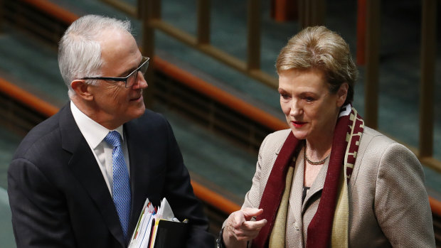 Prime Minister Malcolm Turnbull and Jane Prentice pictured during question time in 2017.