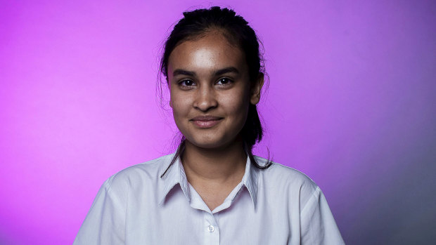 Aisheeya Huq, a 16-year-old student from Auburn Girls High School, says young people 'are going to have to face the consequences' of climate change long after the current political leaders are gone.