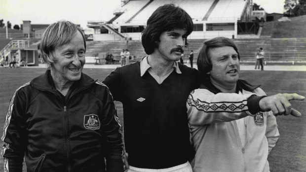 Kiwi excursion: Gutendorf, with Socceroos captain Murray Barnes and Les Scheinflug in Auckland in 1981.