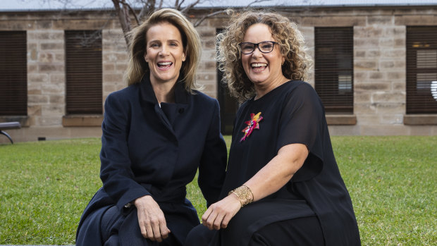 Happy to see "more complex depictions of female experience": Rachel Griffiths (left) with Leah Purcell at the launch of #SheDirects.
