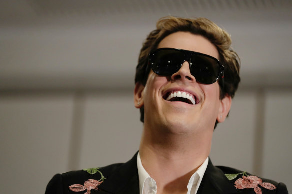 US alt-right provocateur Milo Yiannopoulos on a 2017 tour of Australia.