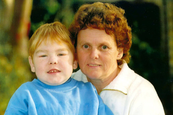 Viola, who was murdered in September 2000, pictured with her son Grant Monks in 1999.