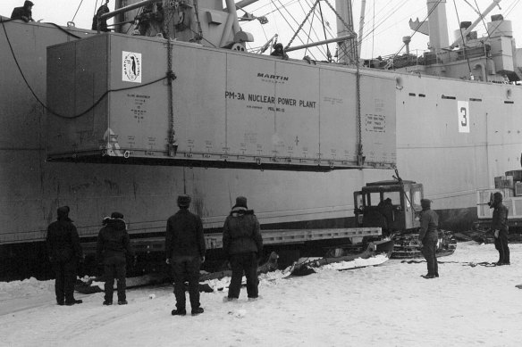 Components of the PM-3A nuclear reactor, later given the nickname “Nukey Poo”, arrive in Antarctica in 1961.