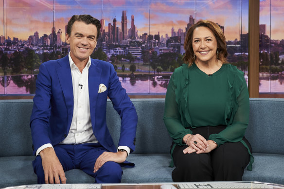 Millar with her News Breakfast co-host Michael Rowland.