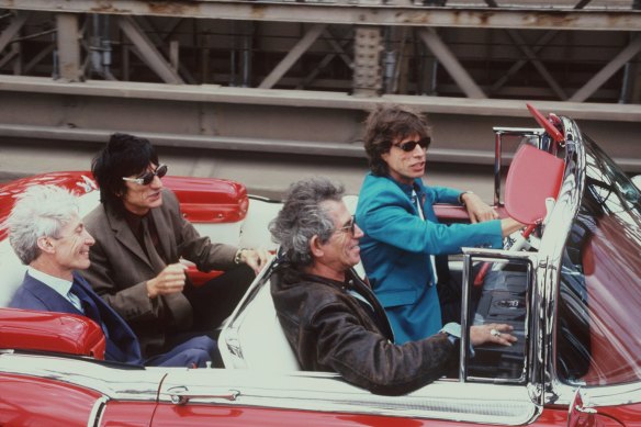 Traffic stoppers: the Rolling Stones on the Brooklyn Bridge in 1997, on their way to announce the start of their “Bridges to Babylon” world tour.