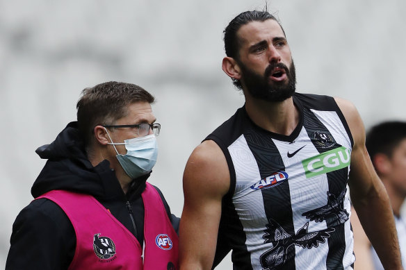 A touch of pain: Brodie Grundy.