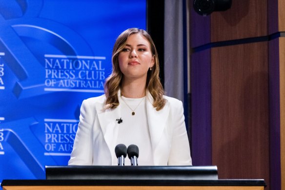 Brittany Higgins spoke at the National Press Club last year.