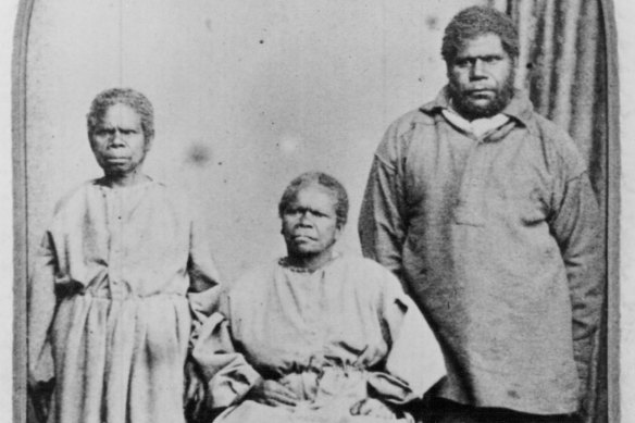 Truganini, left, with Bessy Clark and William Lanney.