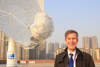 Dr Douglas Bock, director of CSIRO Astronomy and Space Science at the inauguration ceremony for the first Square Kilometre Array (SKA) prototype dish in Shijiazhuang, the capital city of Hebei.