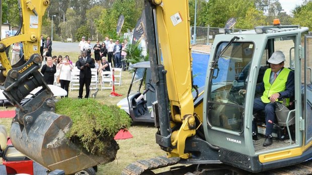 Paul Pisasale operated an excavator at the Brookwater launch.