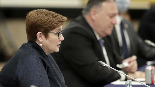 Marise Payne, Australia's foreign minister, speaks during the Quadrilateral Security Dialogue  meeting in Tokyo,  on  October 6. 