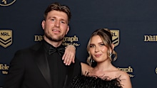 Jai Arrow and his wife Berina Colakovic arrive at the 2026 Dally M Awards. 