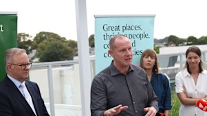Inner West Mayor Darcy Byrne with the Prime Minister at the opening of an affordable housing development. 