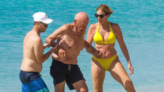 Rupert Murdoch enjoys the Barbados sun in the company of Ann-Lesley Smith, a one-time police chaplain and wife of the late US country music star Chester Smith,