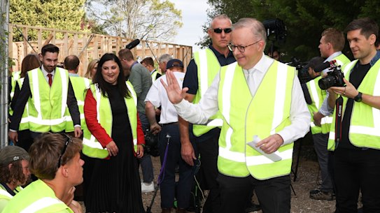 Albanese spruiking Labor’s housing policy in the electorate of Deakin earlier this month.