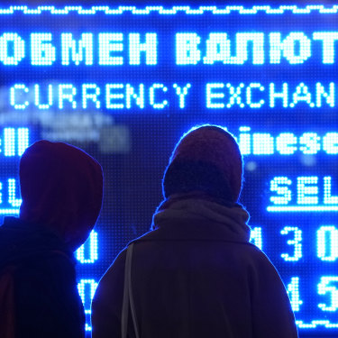 The Russian economy is taking a major hit as sanctions on the country tighten.