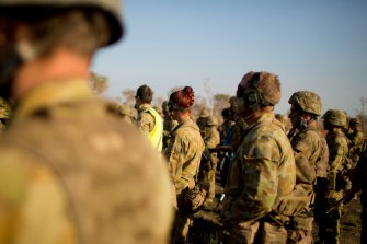 Australian Defence Force personnel at a training exercise.
